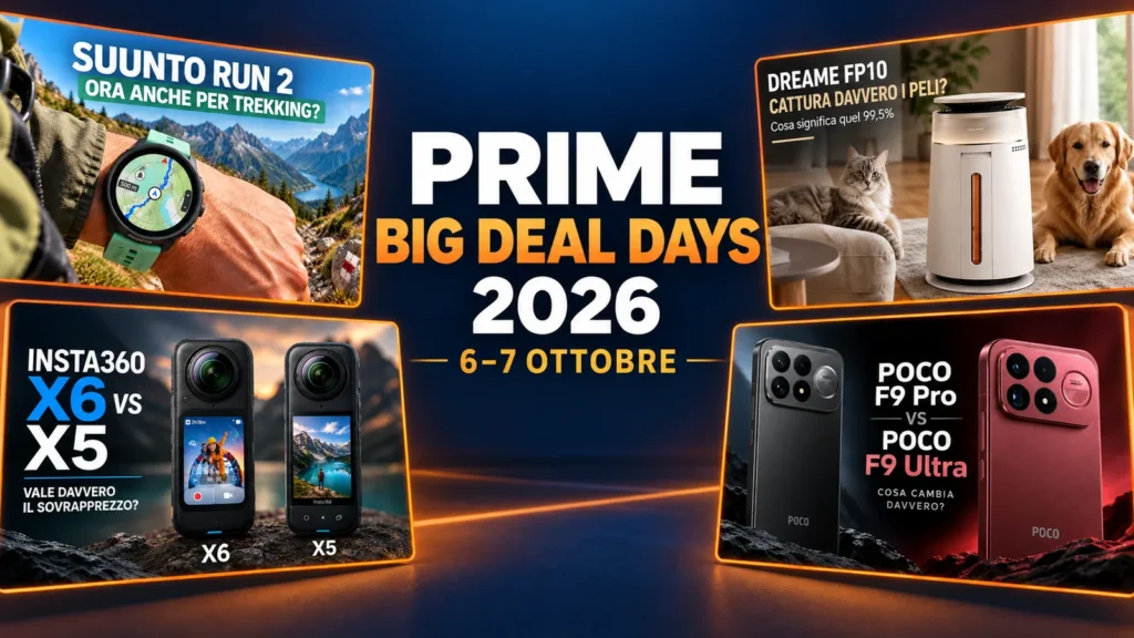 Prime Big Deal Days 2026 con articoli PensOut su Suunto, Dreame, Insta360 e POCO